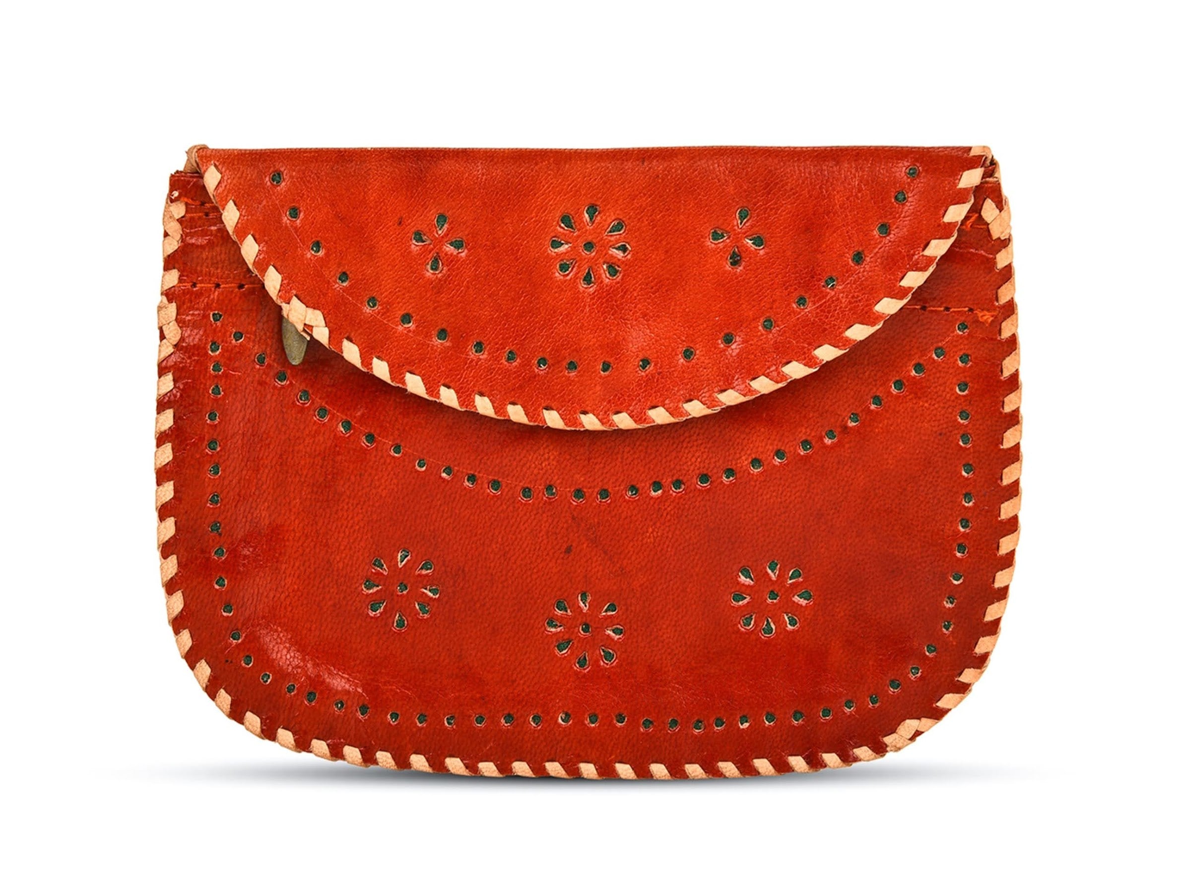 Red Handpunched Leather Wallet