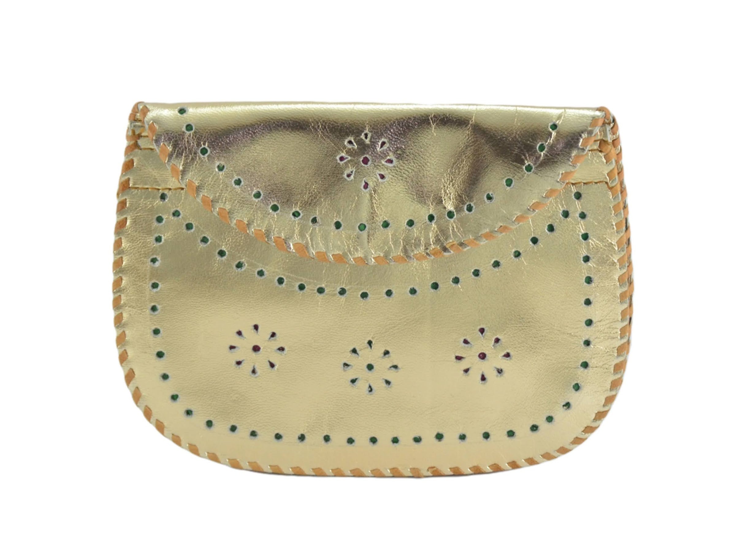 Gold Handpunched Leather Wallet