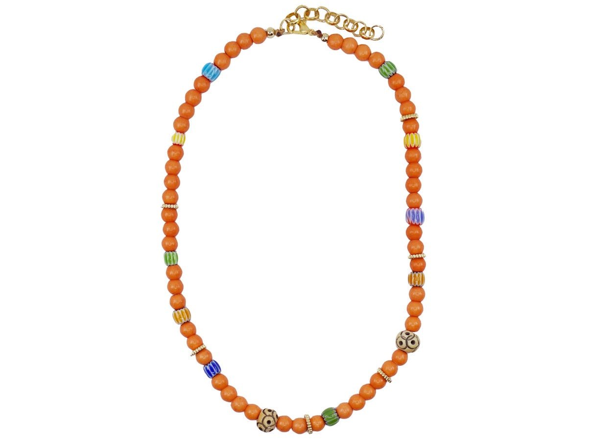 Orange Bead Necklace.