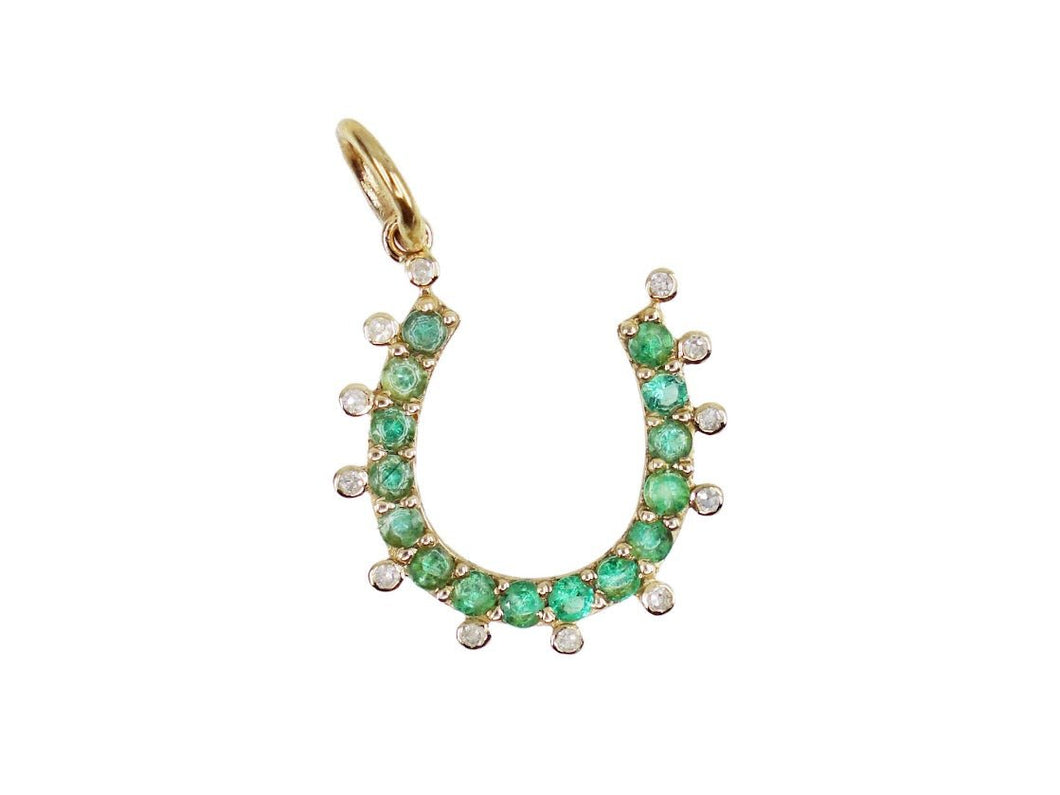 14k Emerald and Diamond Lucky Horseshoe Charm