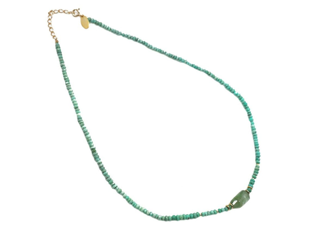 Green Turquoise Necklace with Green Tourmaline