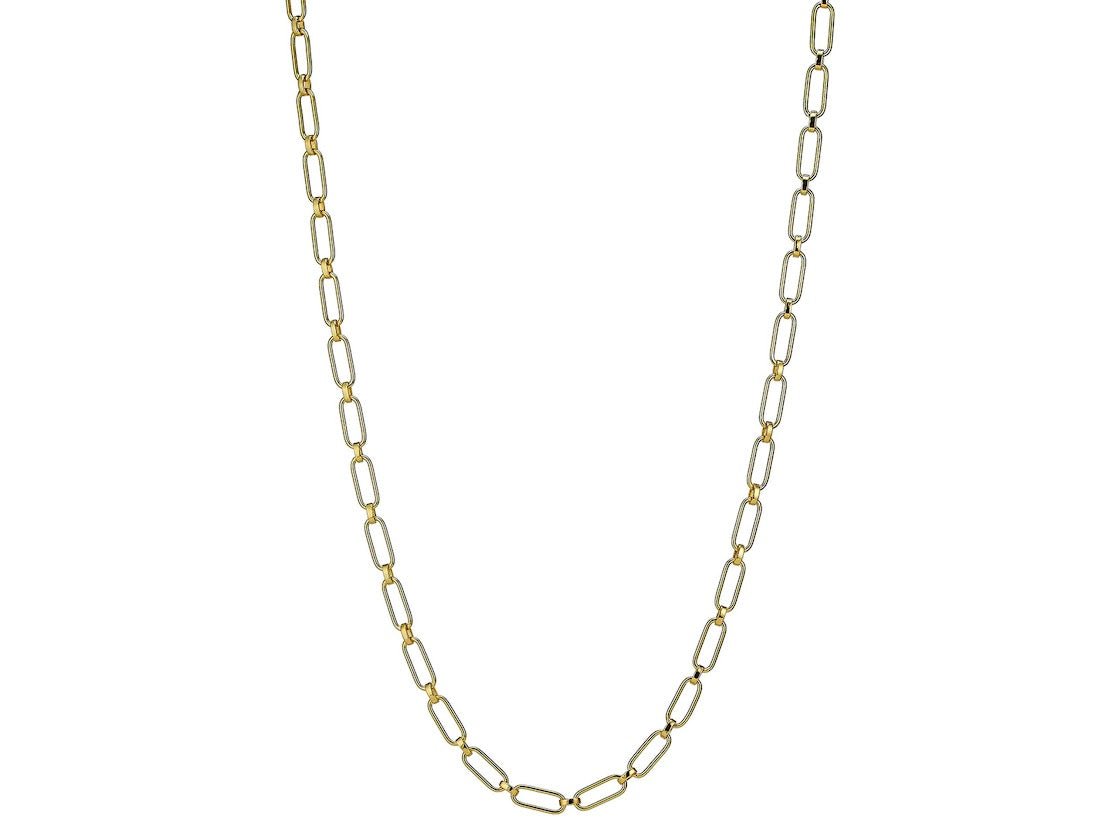 Gold Paperclip Link Lariat Chain