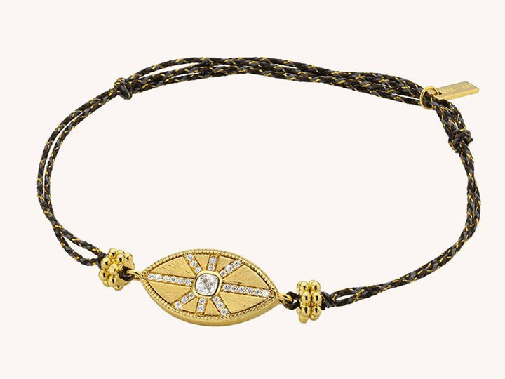 Gold Evil Eye Bracelet with CZ Rays