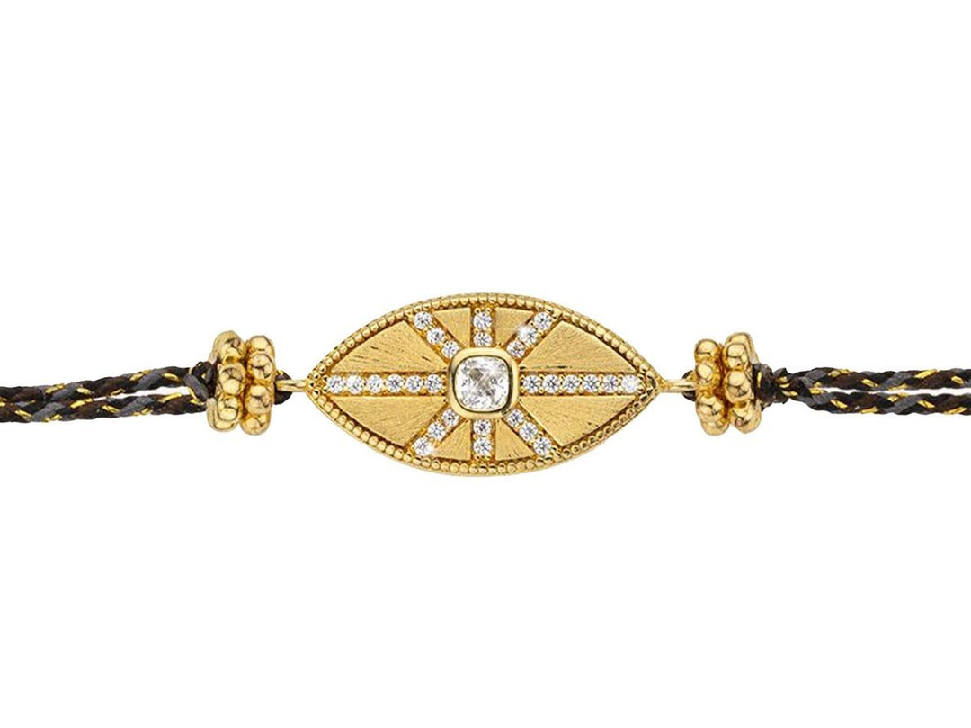 Gold Evil Eye Bracelet with CZ Rays