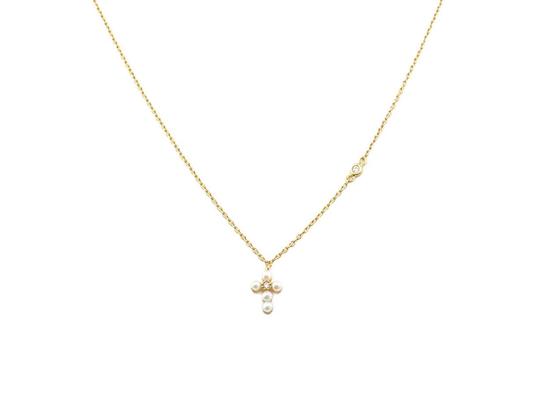 Mini Pearl Cross Necklace