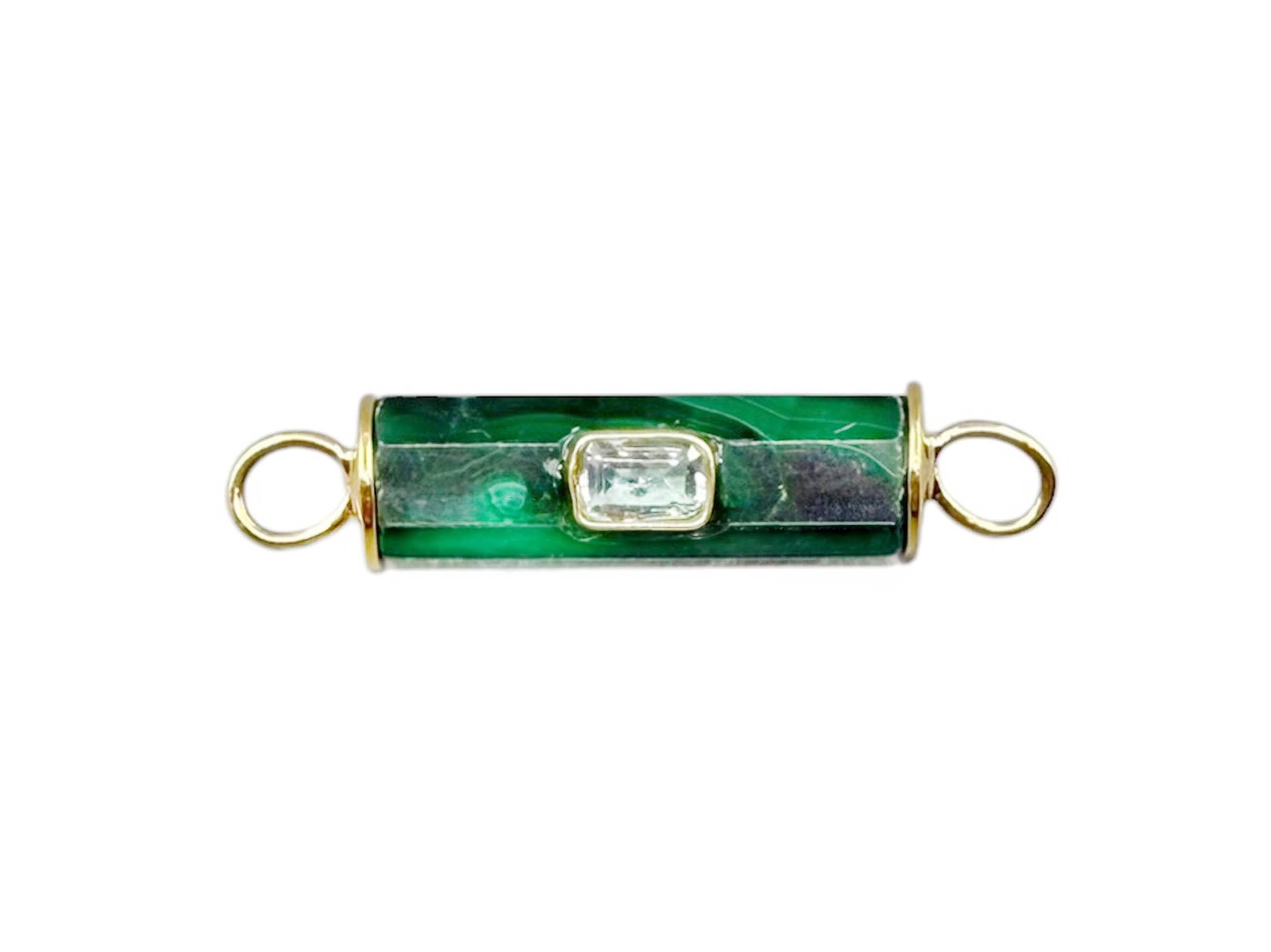 Malachite Bar Charm with Blue Topaz