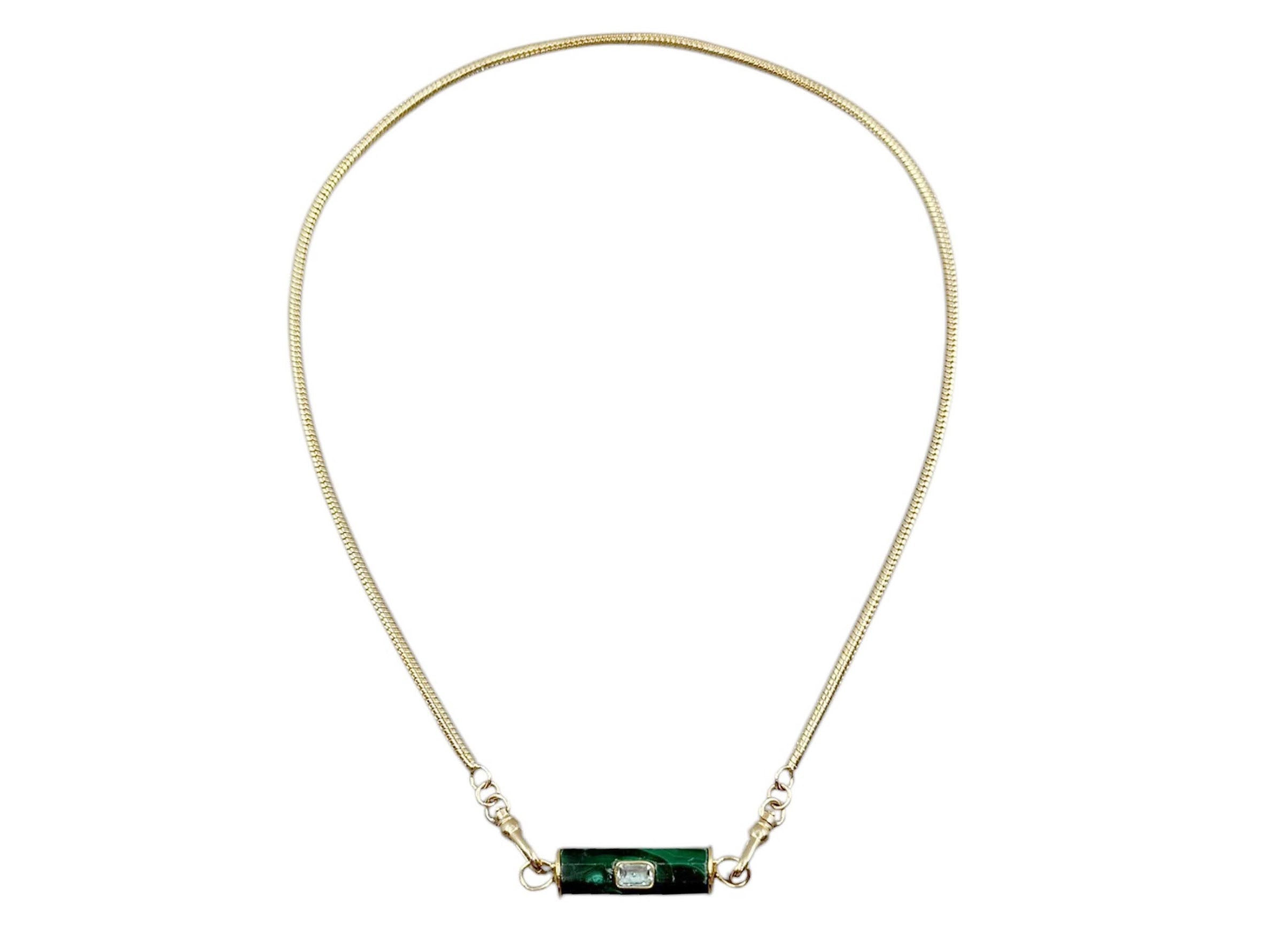 Malachite Bar Charm with Blue Topaz