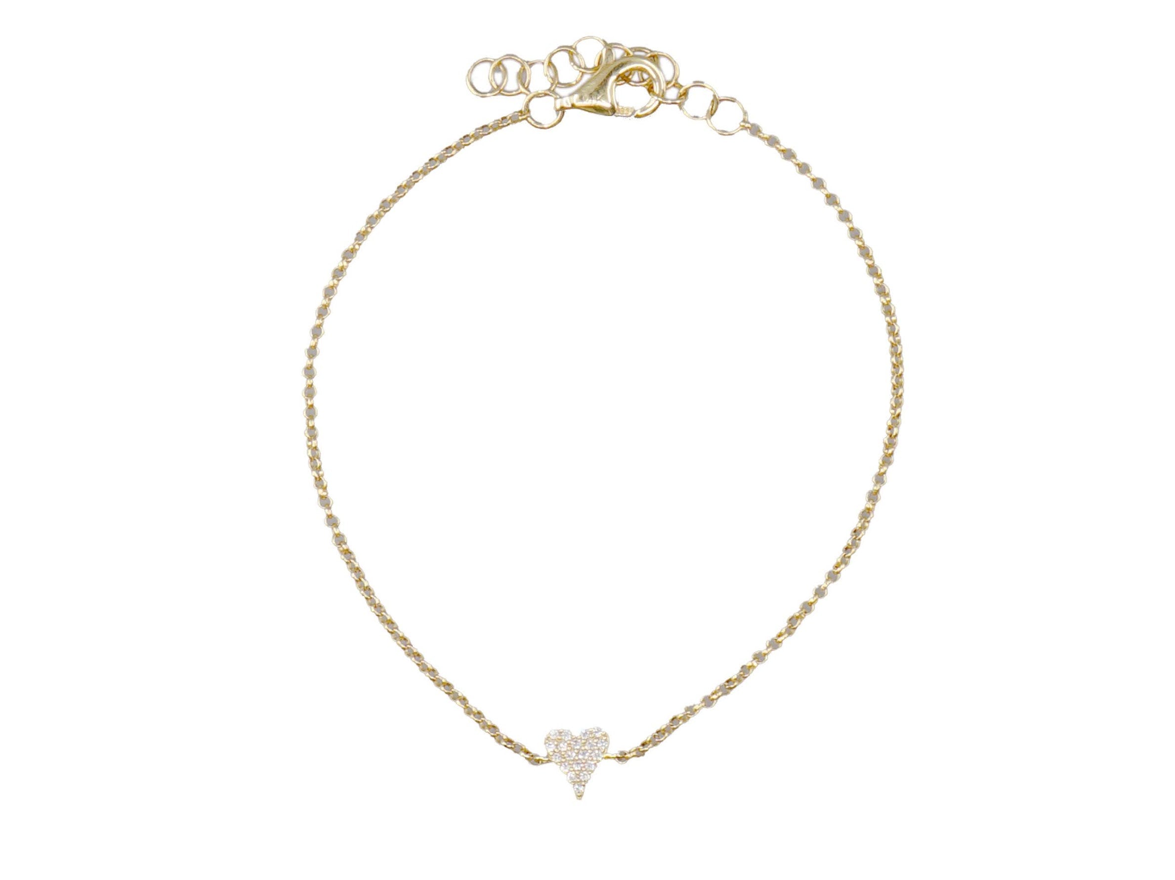 14k Heart Chain Bracelet with Diamonds