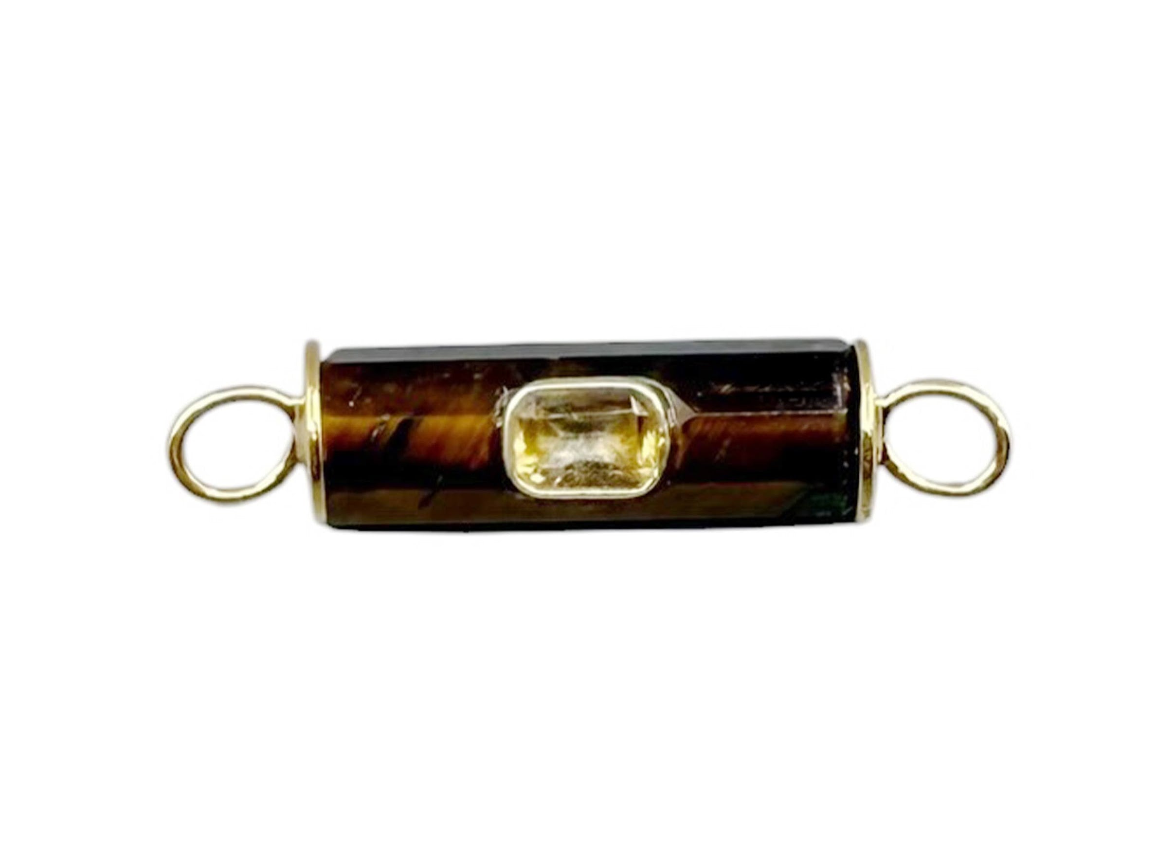 Tiger Eye Bar Charm with Citrine