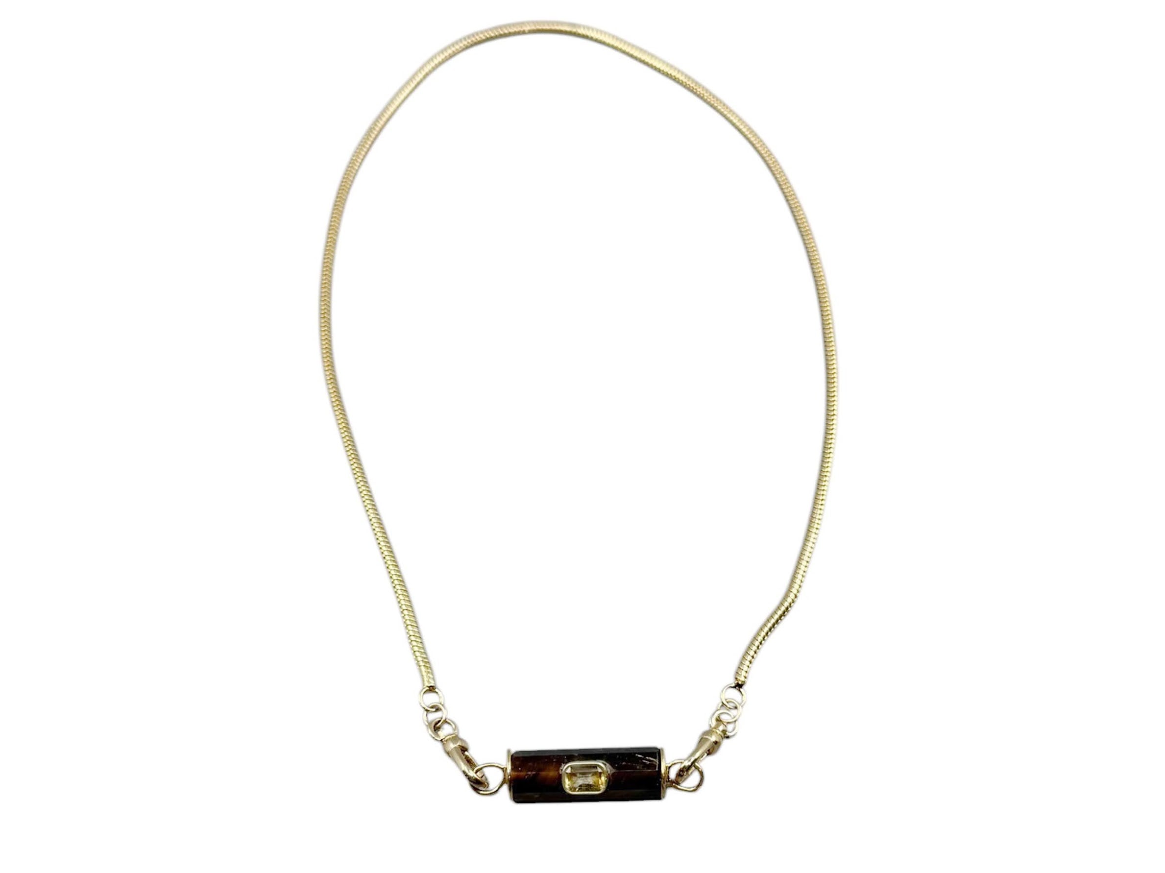 Tiger Eye Bar Charm with Citrine