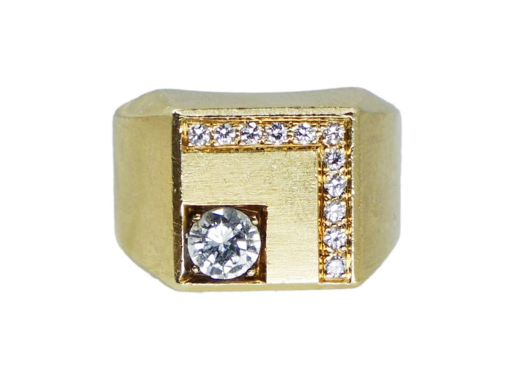 18k Gold Diamond Signet Ring