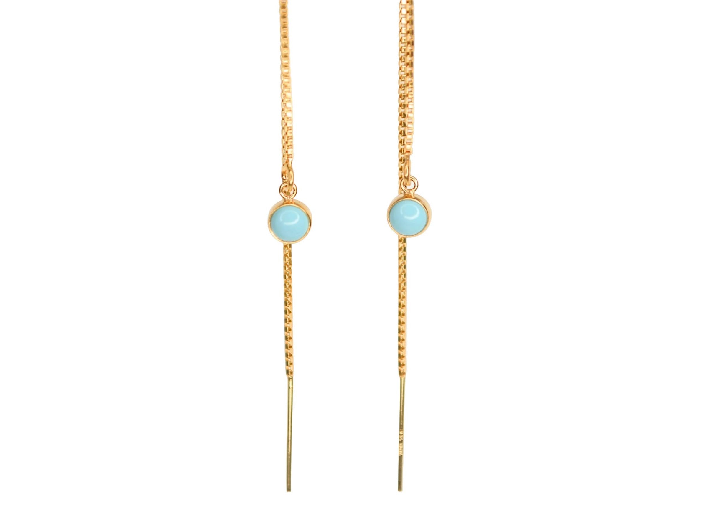 Gold and Turquoise Threader Earrings