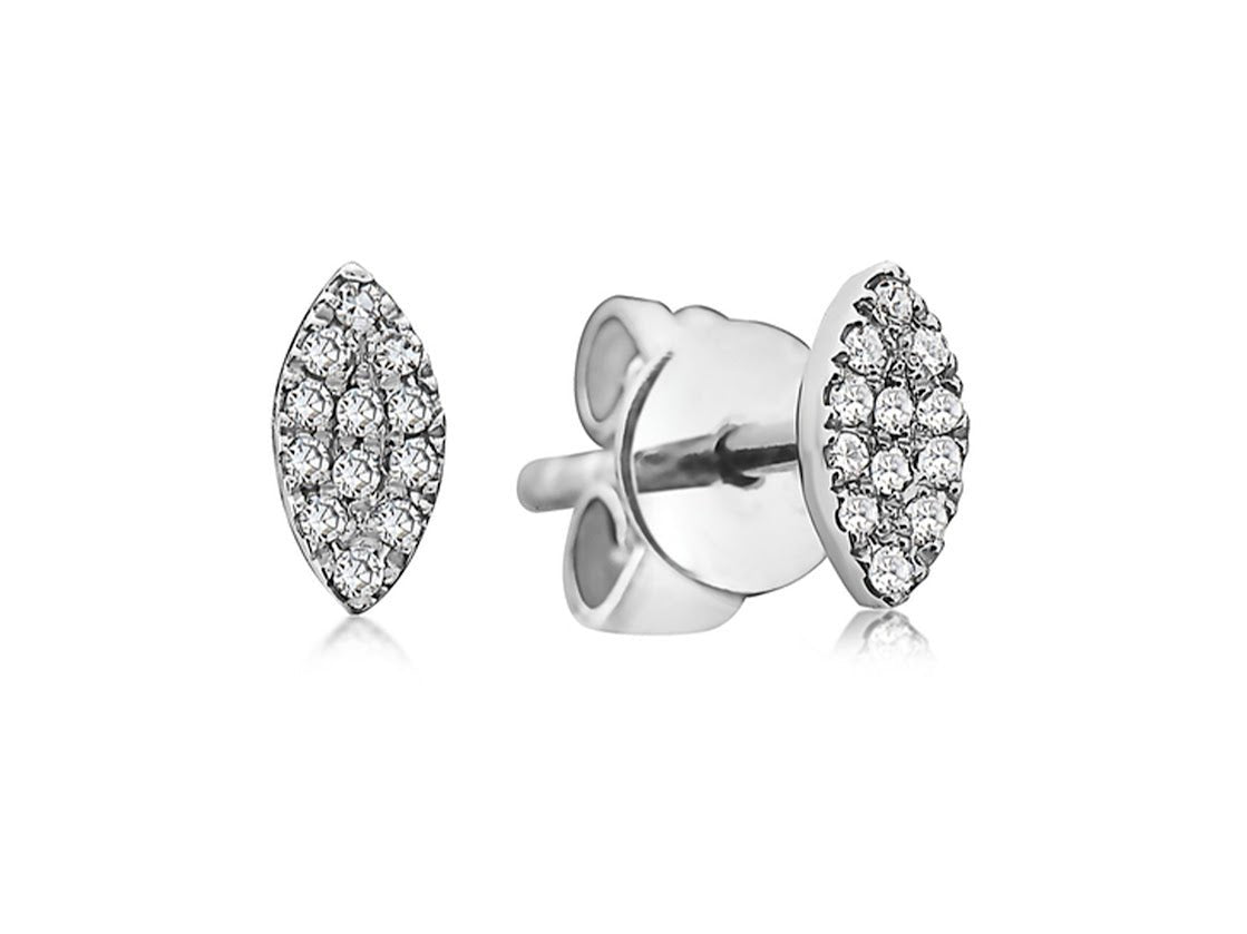14k White Gold Diamond Marquise Stud Earrings
