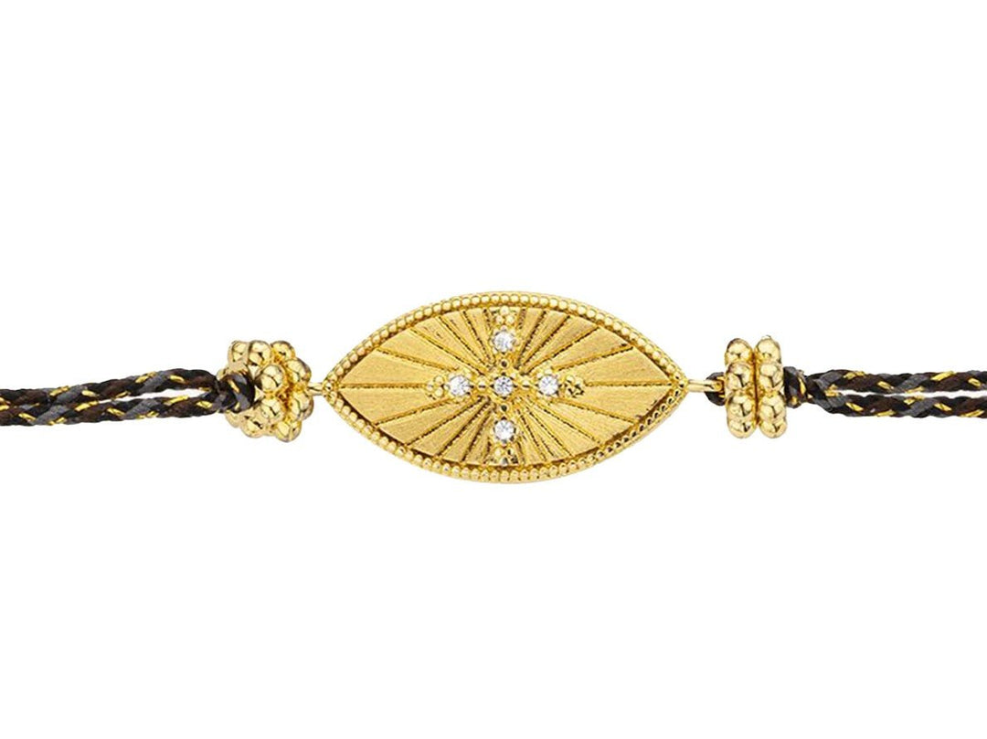 Gold Evil Eye Bracelet with Five CZs