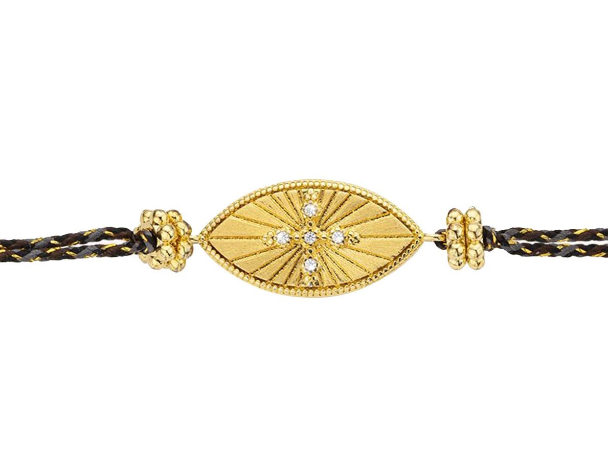 Gold Evil Eye Bracelet with Five CZs.