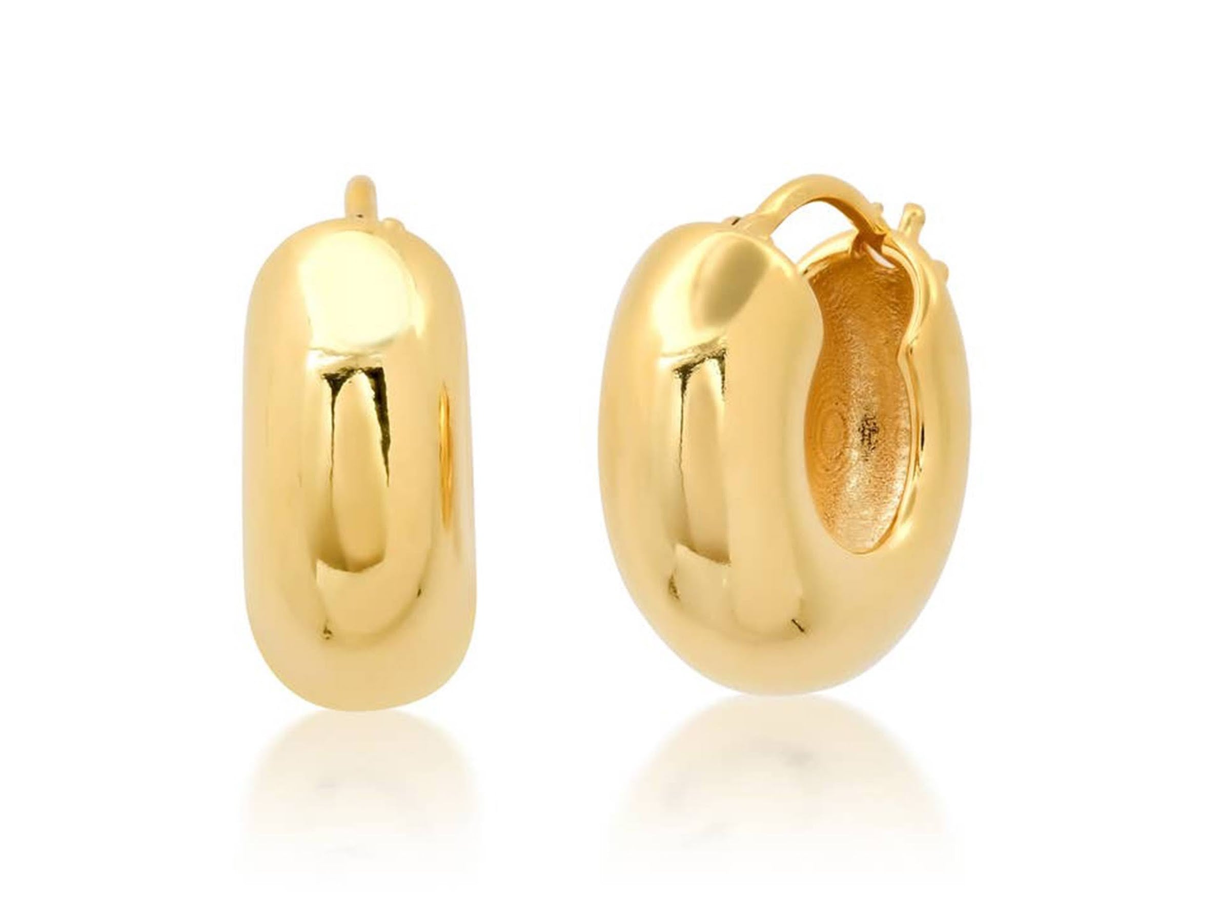 Gold Hollow Chunky Huggie Hoops