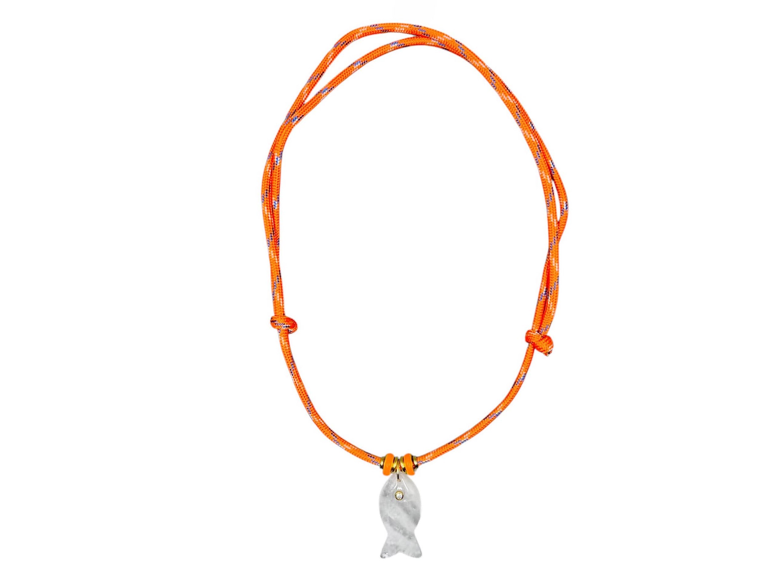Quartz Fish Charm on Paracord Necklace