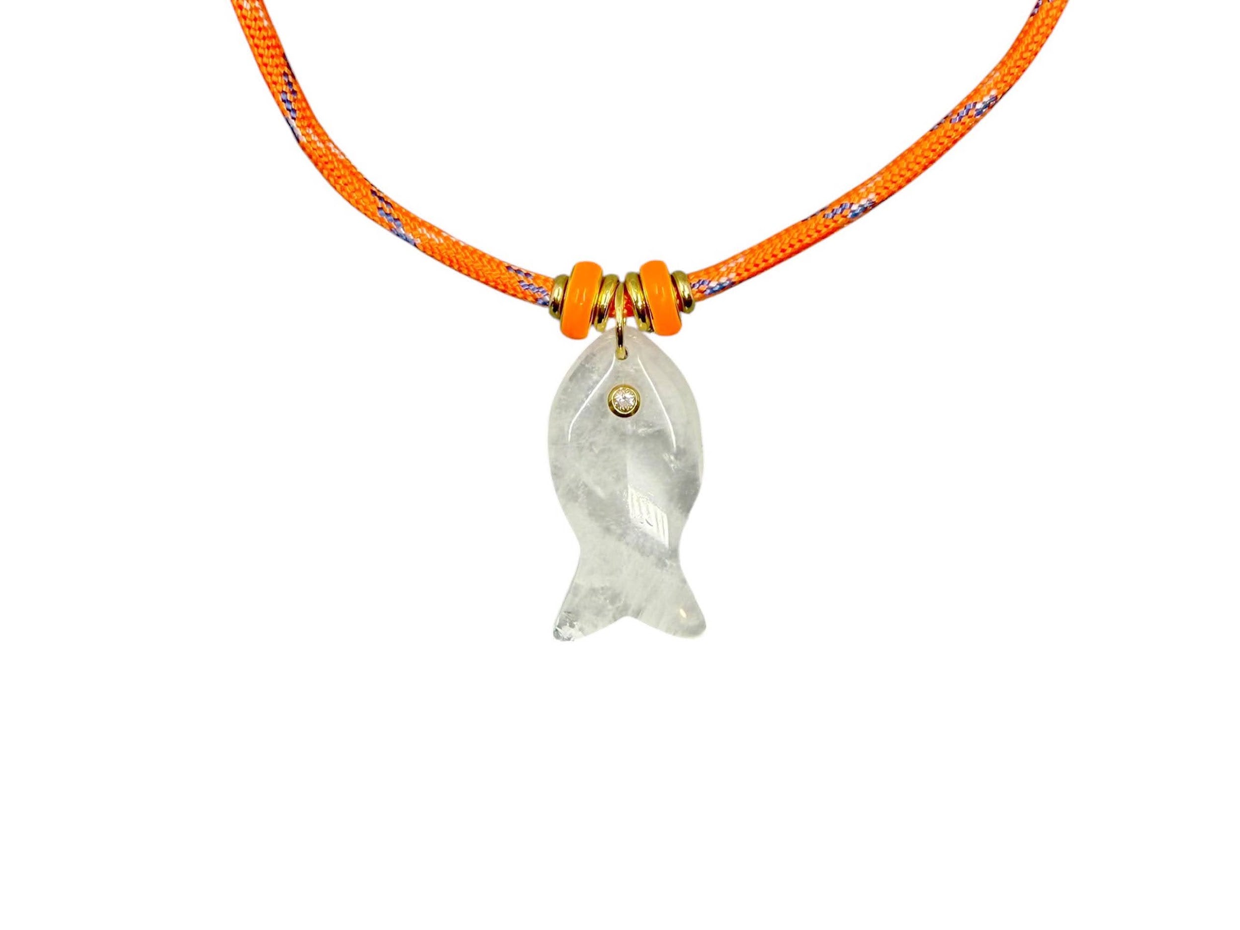 Quartz Fish Charm on Paracord Necklace