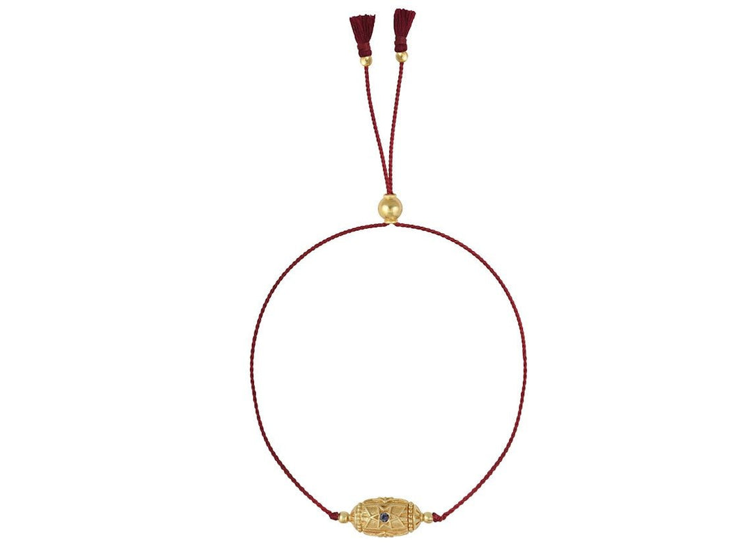Woven Red Thread Rakhi Bracelet with Iolite
