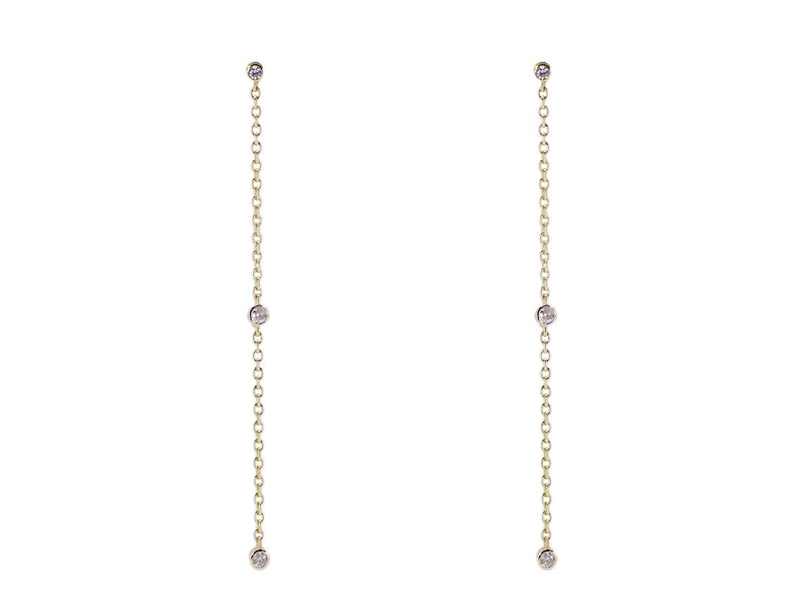 14k Diamond Chain Drop Earrings