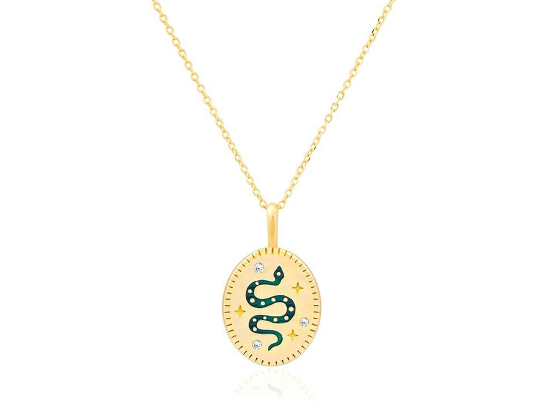Gold Mystical Snake Charm Necklace