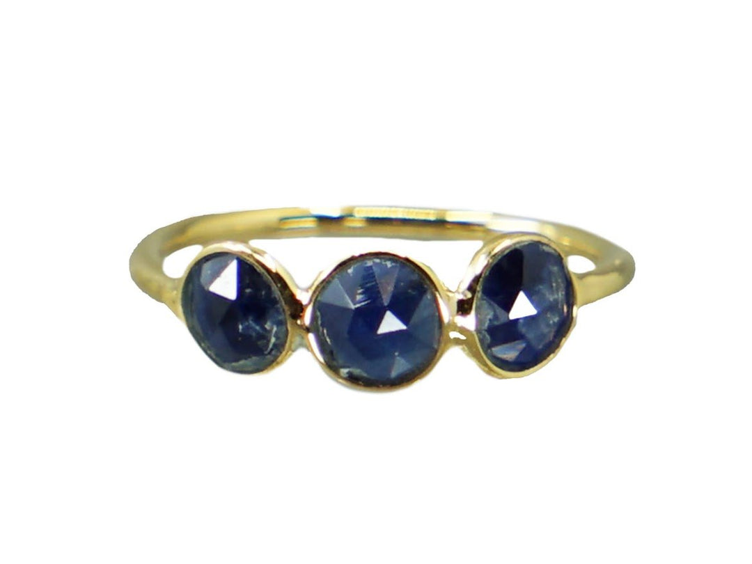 Round Blue Sapphire 3-Stone Ring