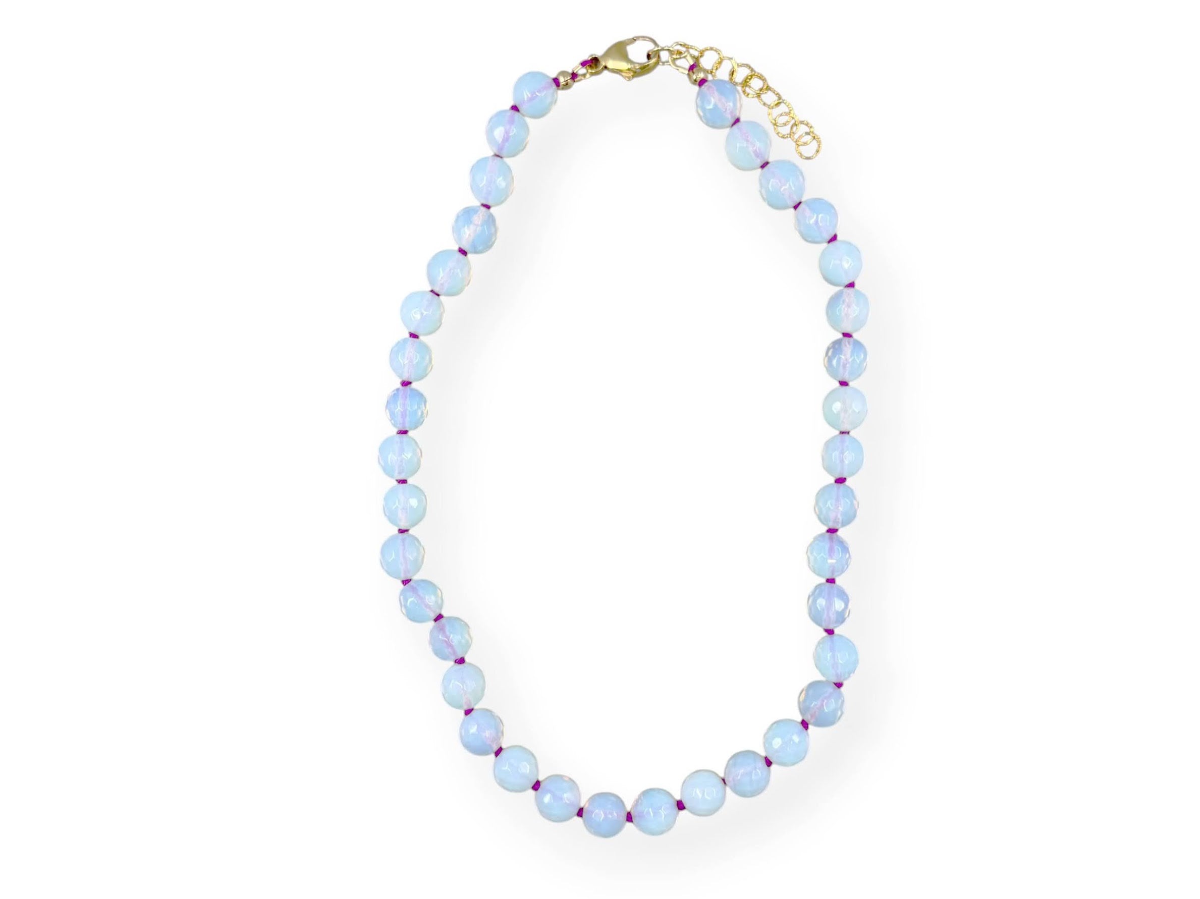 Faceted 12mm Opalite on Silk Necklace