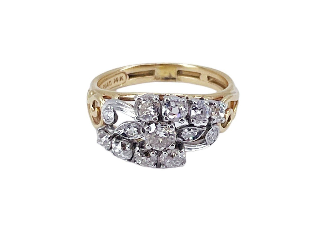 1920s 14k Three-Row Diamond Ring