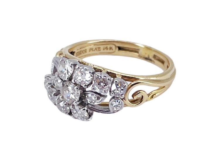 1920s 14k Three-Row Diamond Ring