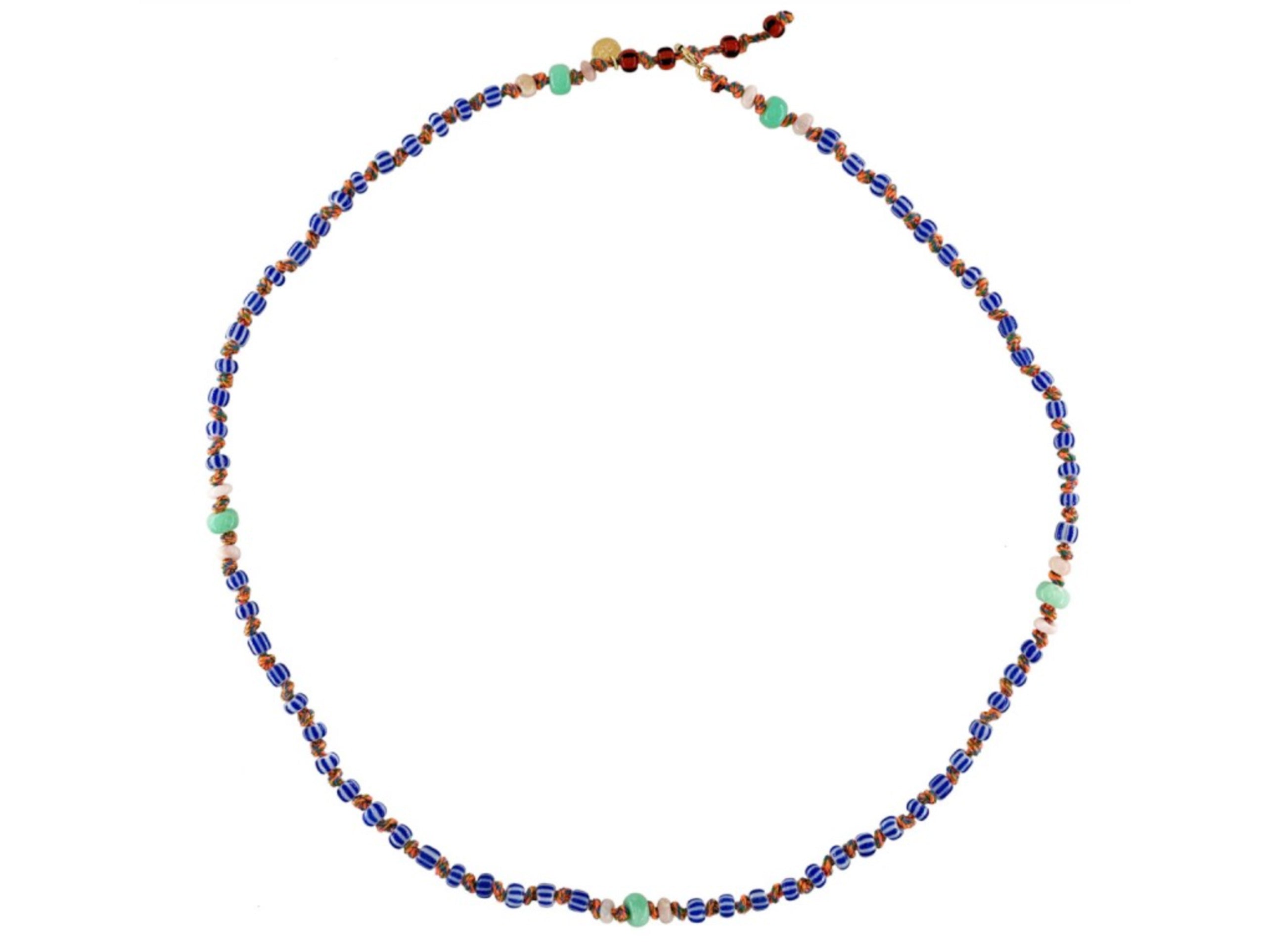 Blue and White African Trade Bead Necklace