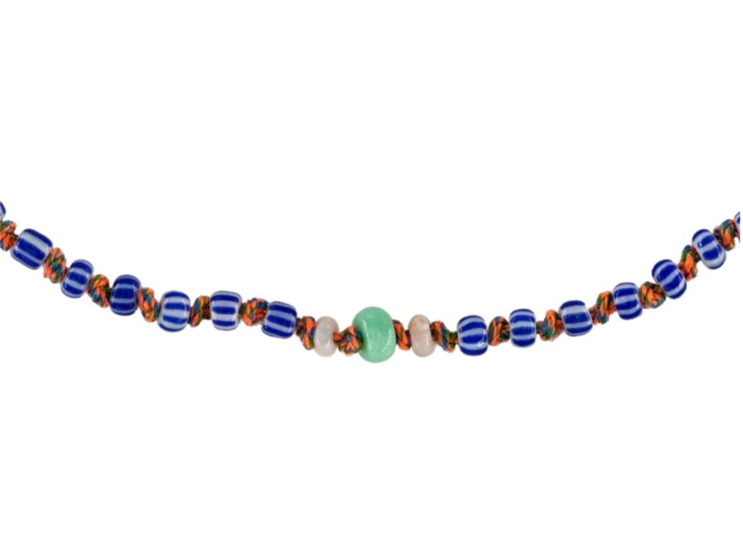 Blue and White African Trade Bead Necklace