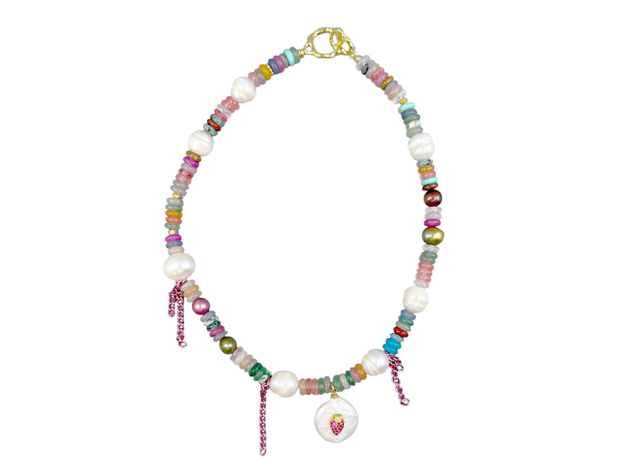 Mixed Gemstone Bracelet or Choker with Pearls