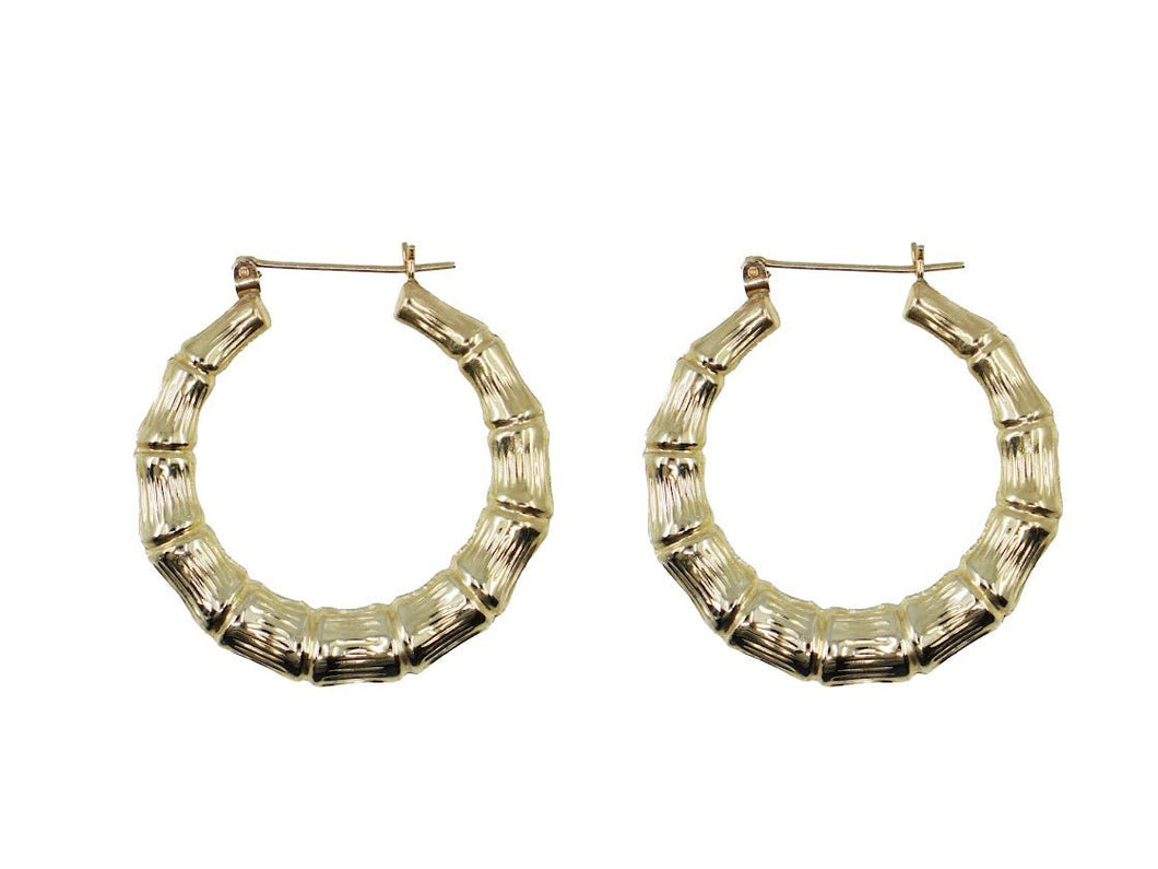 14k Gold 1960s Bamboo Hoops