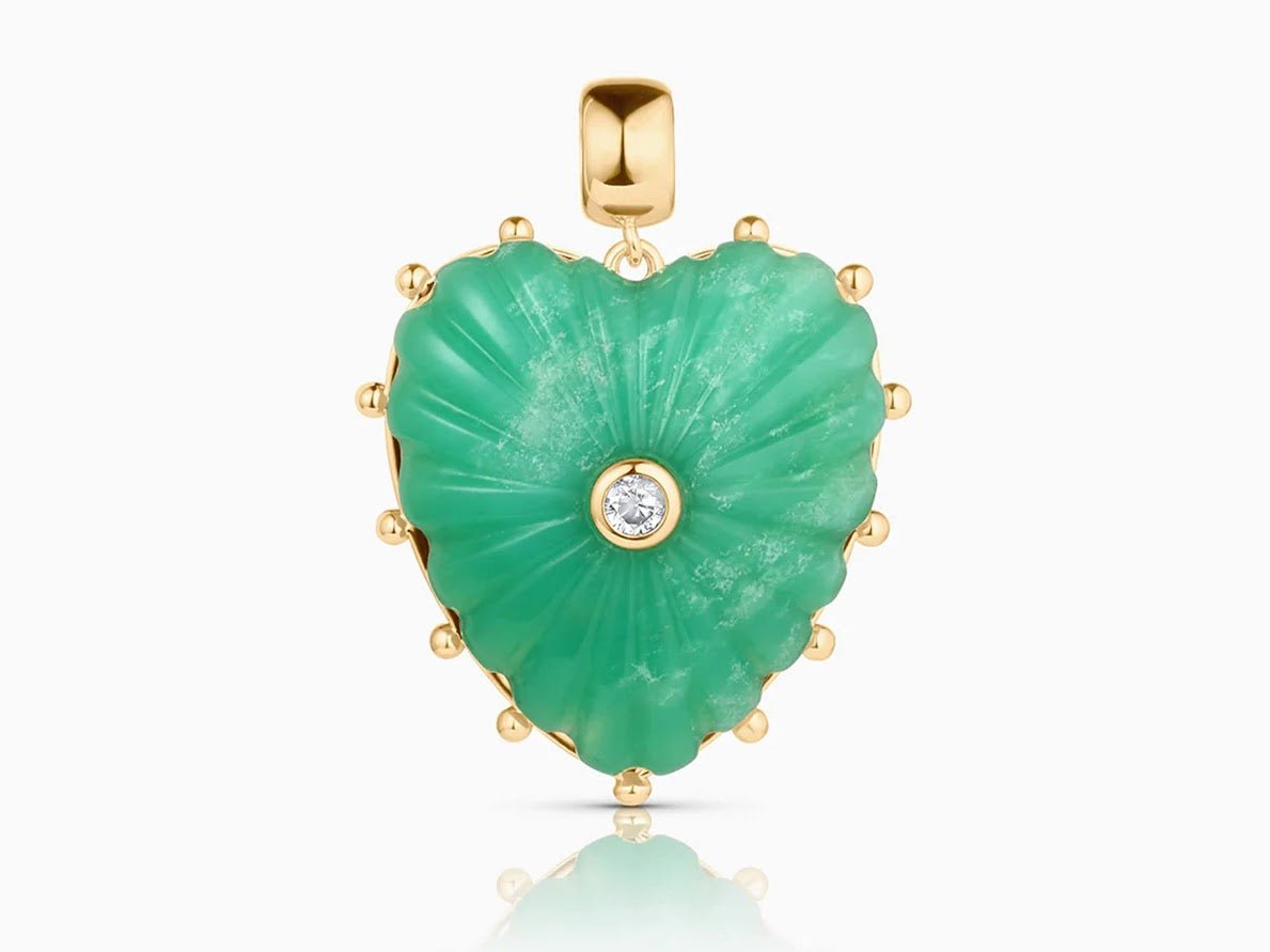 Chrysoprase Heart Charm with CZ