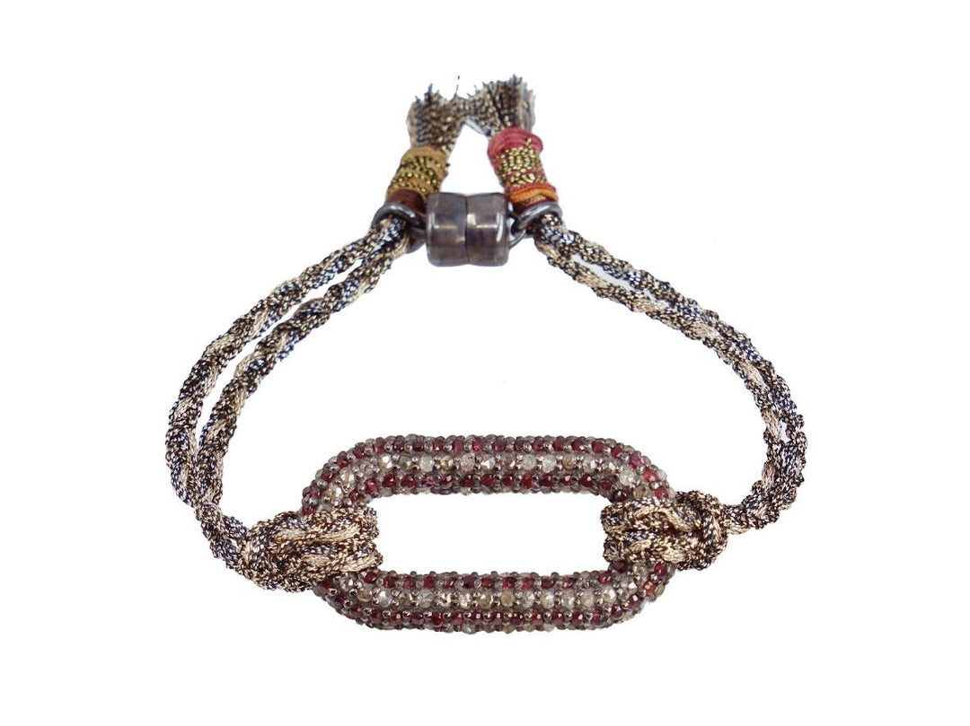 Woven Bracelet with Diamonds and Rubies