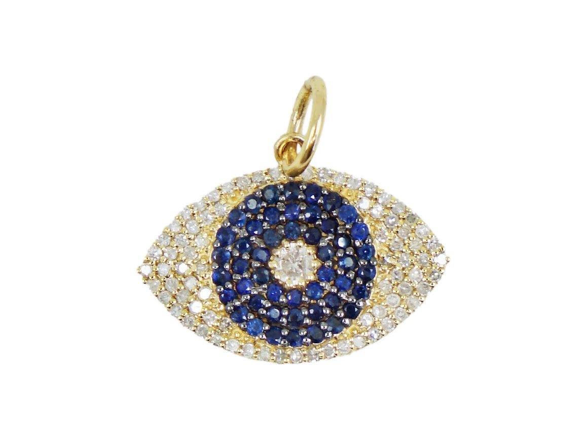 14k Diamond Eye Charm with Sapphire