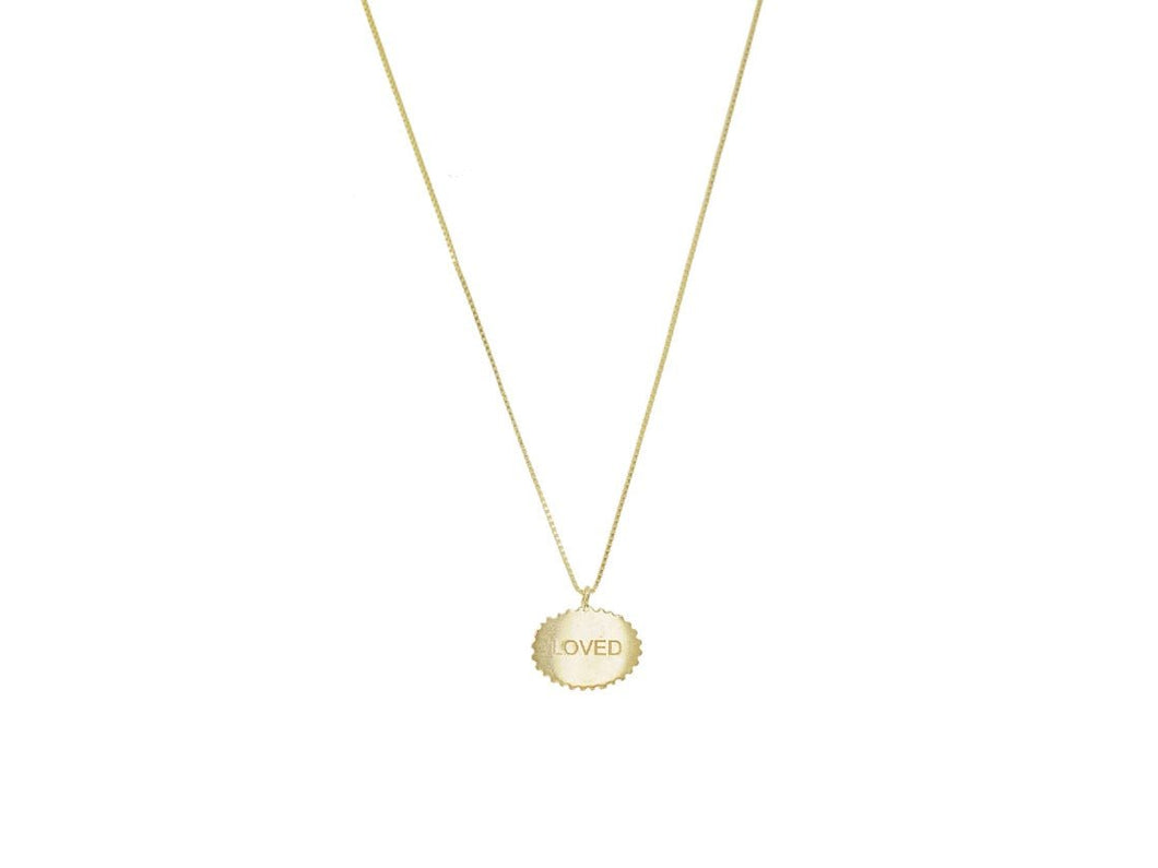 14k LOVED Bubble Signet Charm Necklace