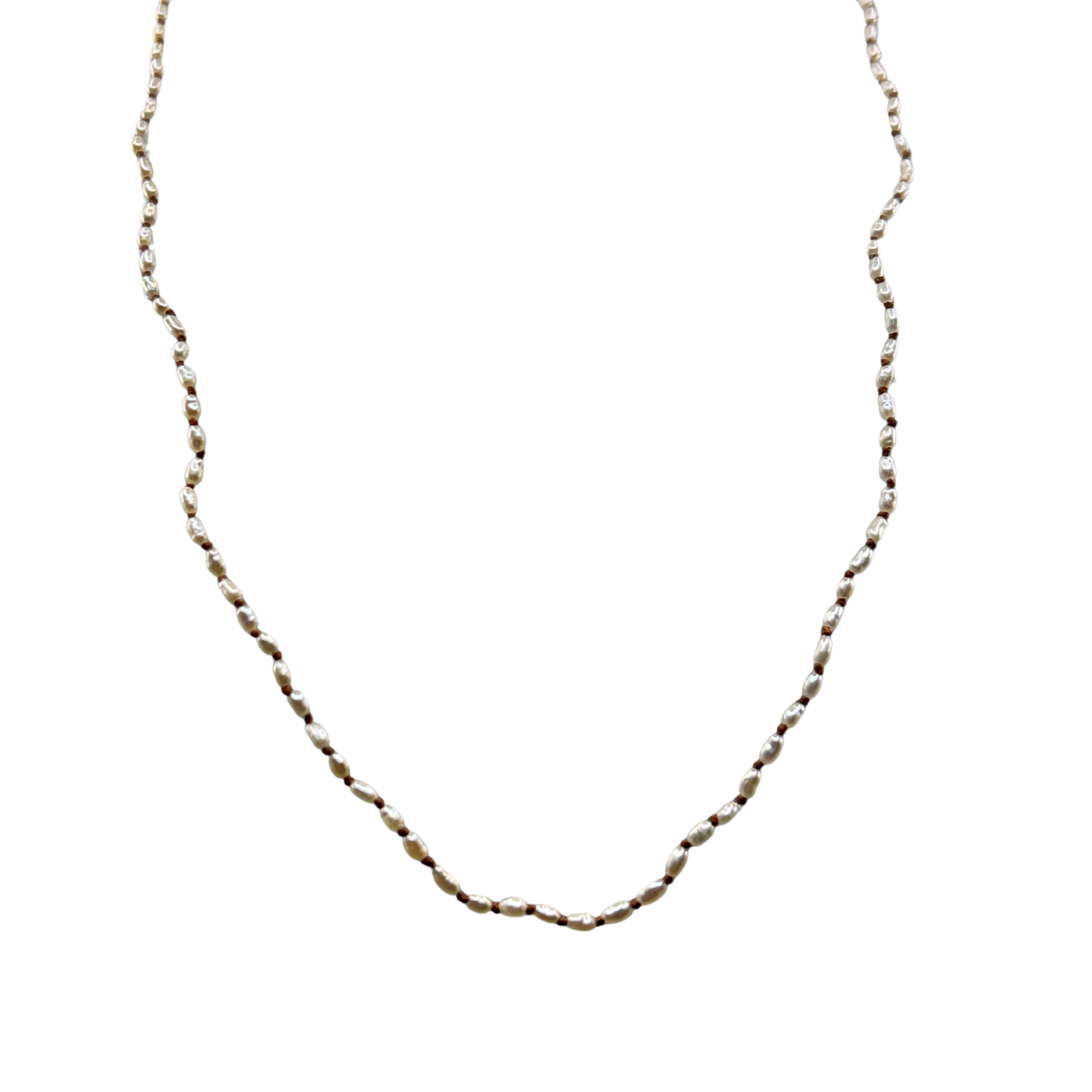 Tiny Oval Pearl Knotted Necklace