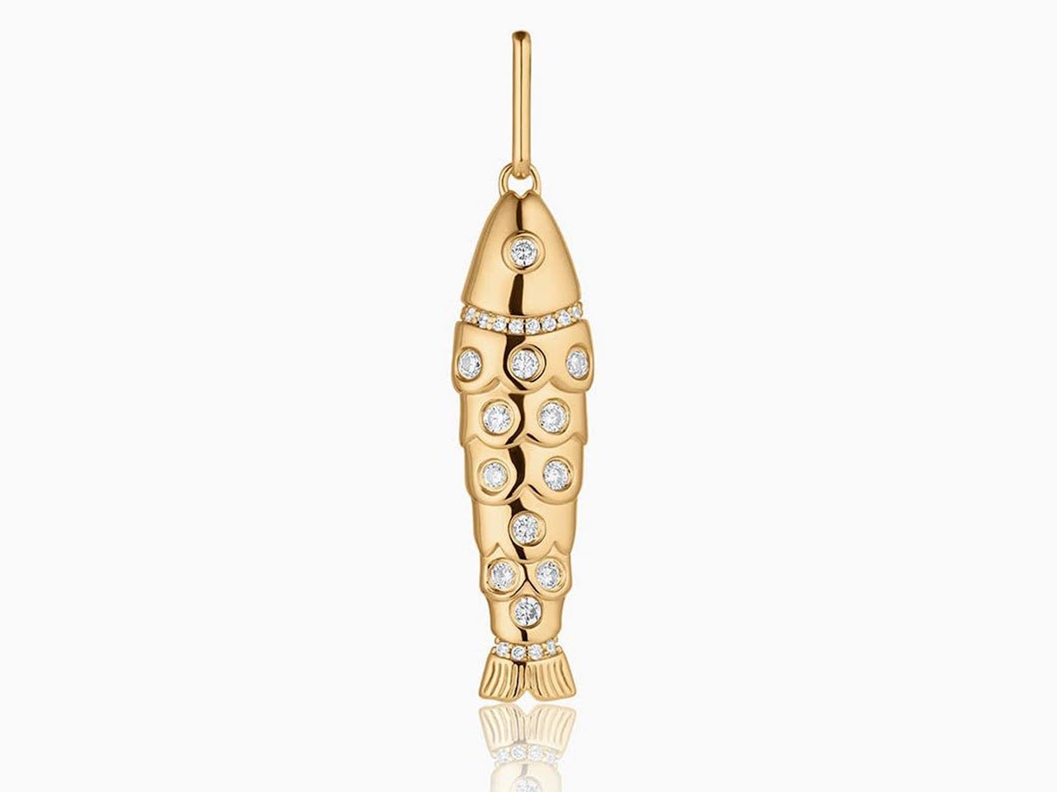 Gold Fish Charm with CZs