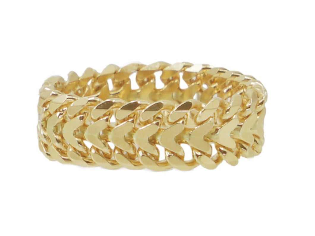 18k Gold Cuban Link Flexi Ring