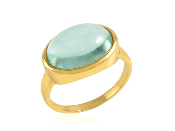 Light Blue Oval Glass Ring