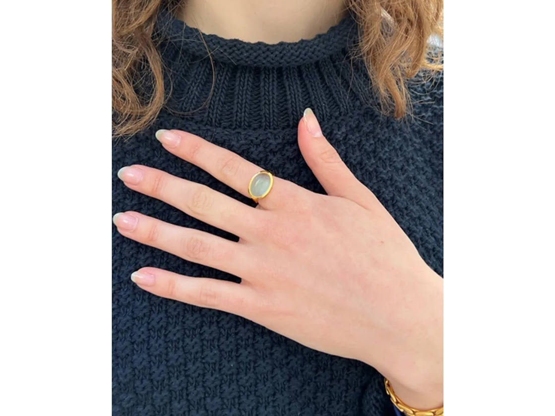 Light Blue Oval Glass Ring