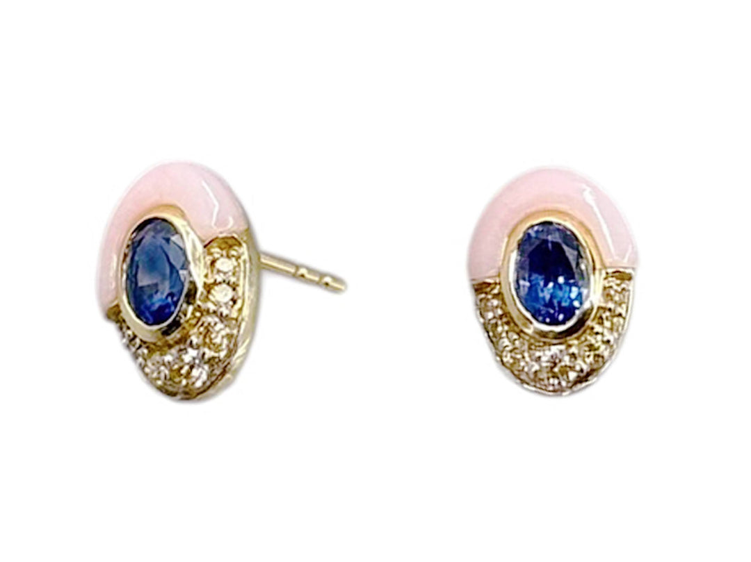 14k Opal, Sapphire, and Diamond Earrings