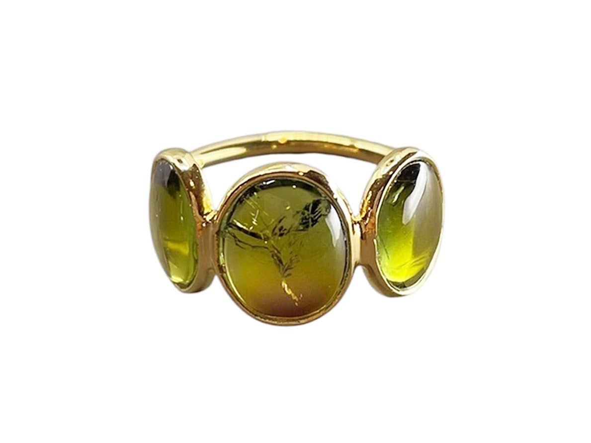 Green Tourmaline 3-Stone Ring