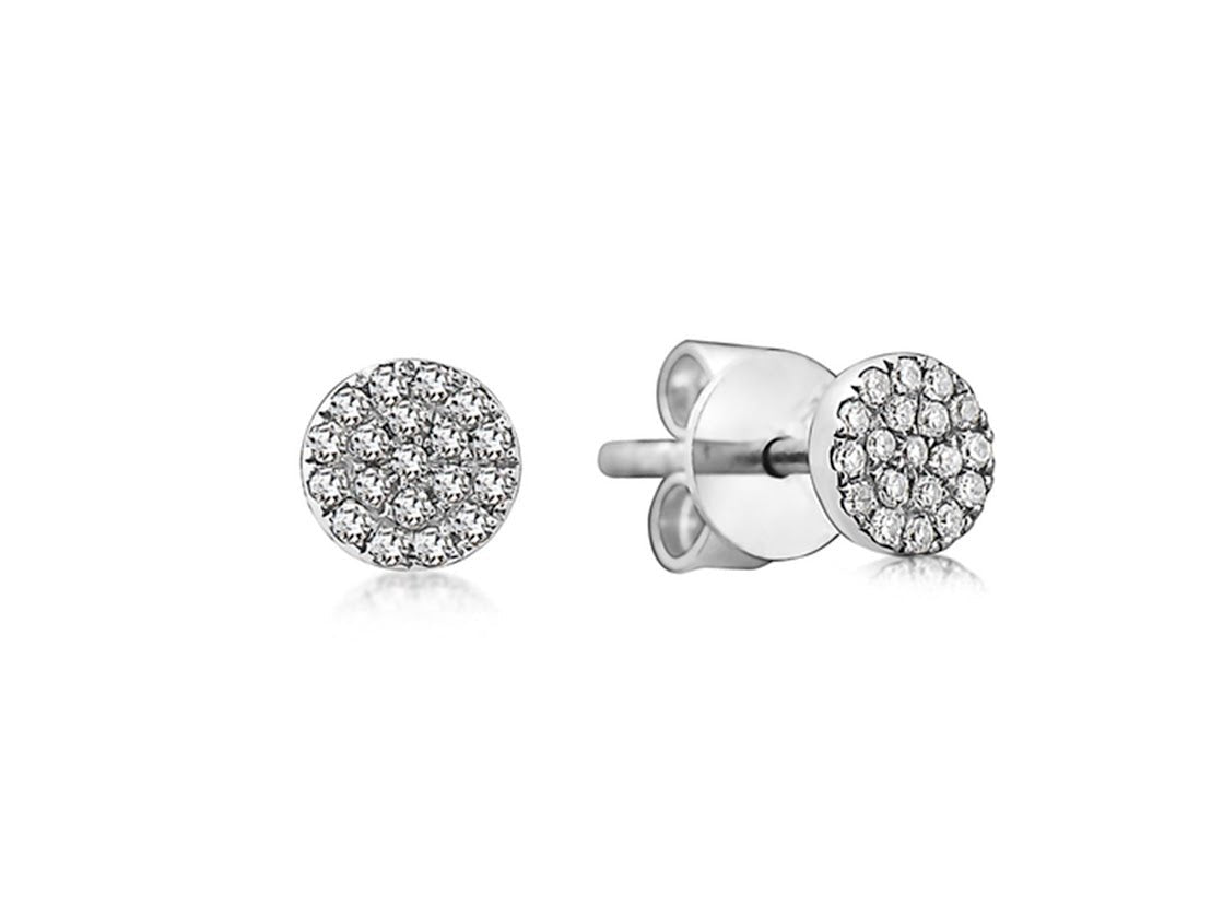 14k White Gold Diamond Round Stud Earrings