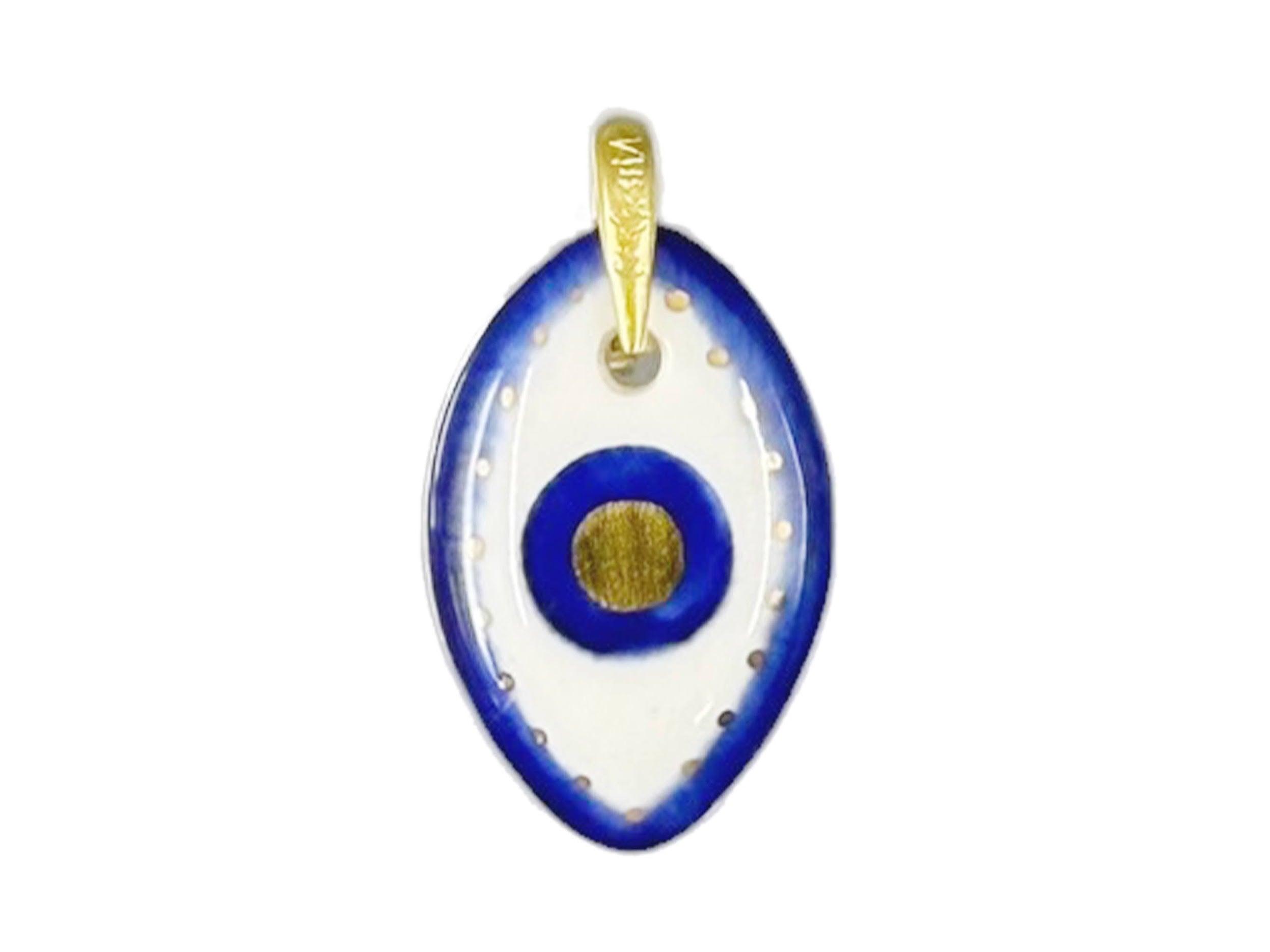 Handpainted Italian Porcelain Navy and White Evil Eye Charm