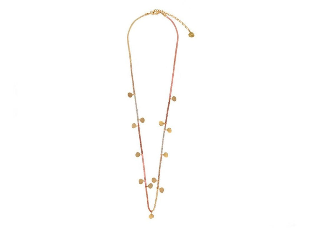 Shorter Omber Neutral Beaded Necklace with Discs
