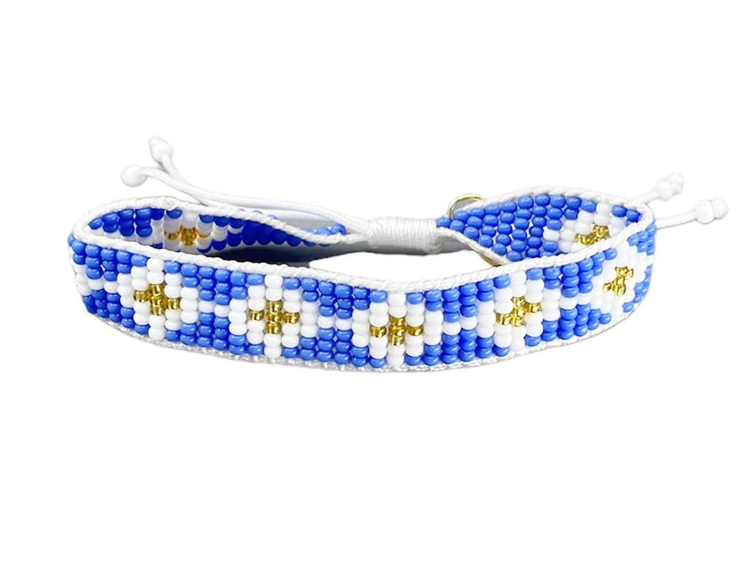 Blue, White, and Gold Evil Eye Bracelet