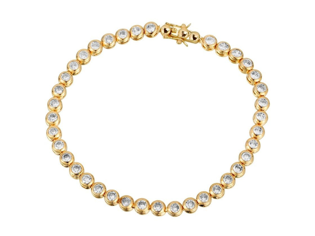 Gold and Round CZ Tennis Bracelet