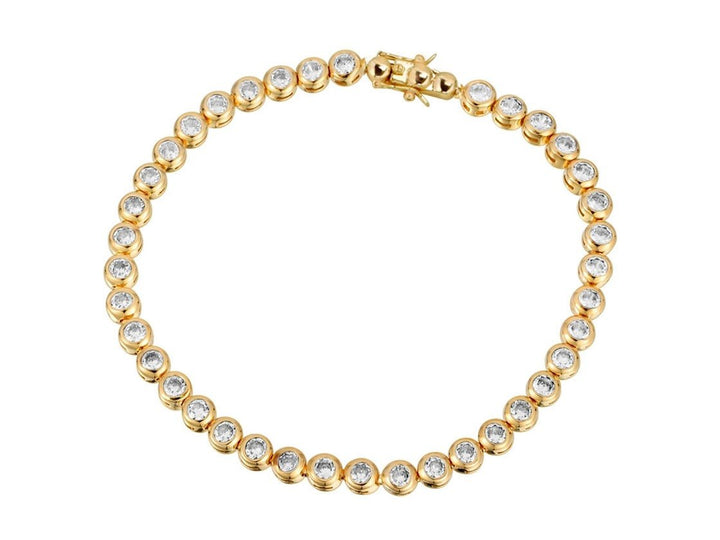 Gold and Round CZ Tennis Bracelet